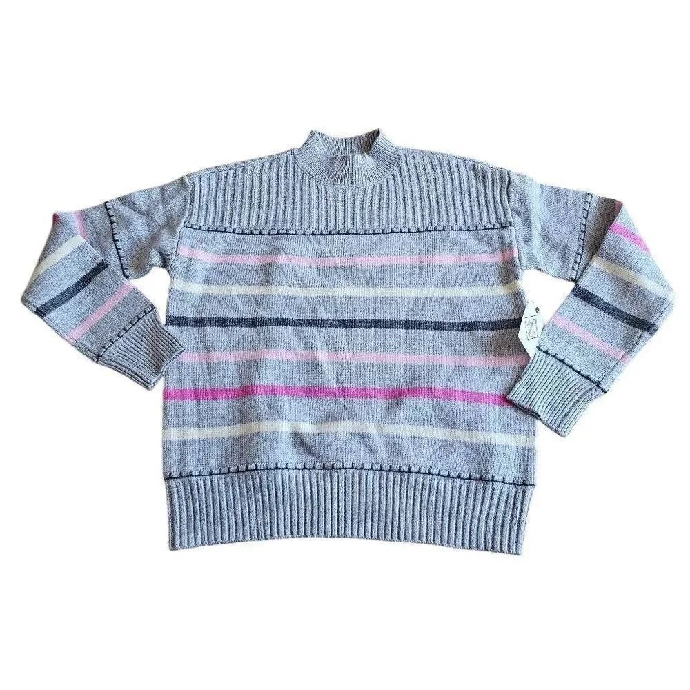 St johns bay womens Sz L gray pink knit pullover sweater